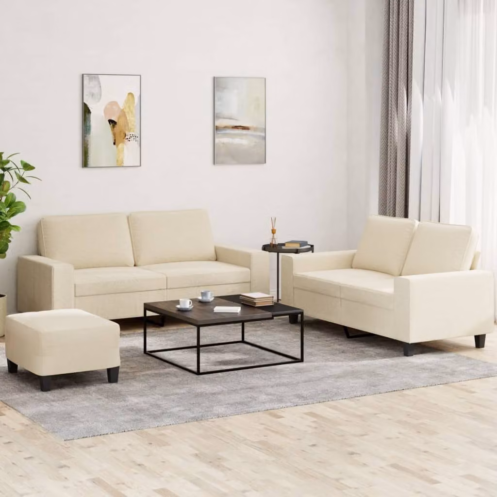 Maison Exclusive - Set divano 3 pezzi in tessuto color crema