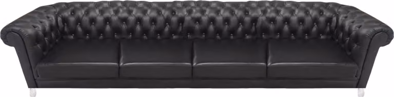 Schwarzes Chesterfield Wohnzimmer Edles Polstersofa Designer Ledercouch