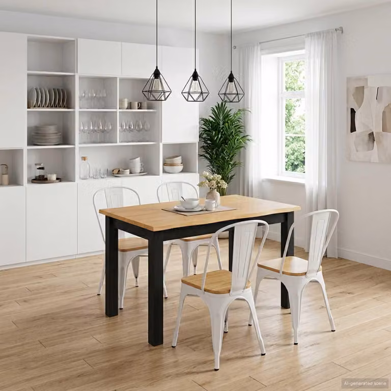 Maison Exclusive - Tavolo da pranzo EKAI, nero, 112 x 70 x 76,5 cm, realizzato in legno di pino massello