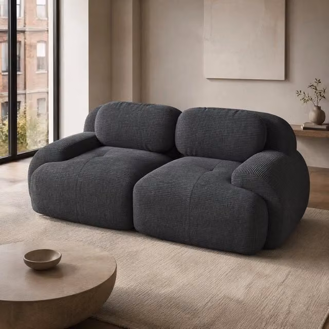 Divano angolare modulare senza struttura in corduroy grigio 208x103x70 cm