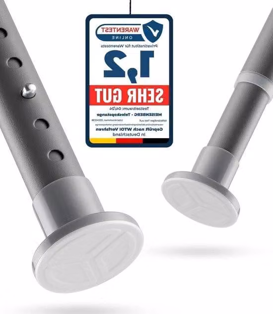 Asta per doccia 160-210 cm, grigia, estensibile, Ø 25 mm, acciaio inossidabile