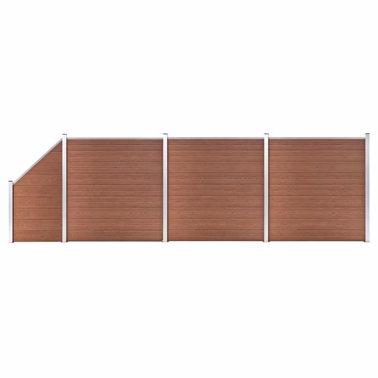 Maison Exclusive - Set recinzione in WPC: 3 pannelli quadrati + 1 pannello inclinato, 619 x 186 cm, marrone