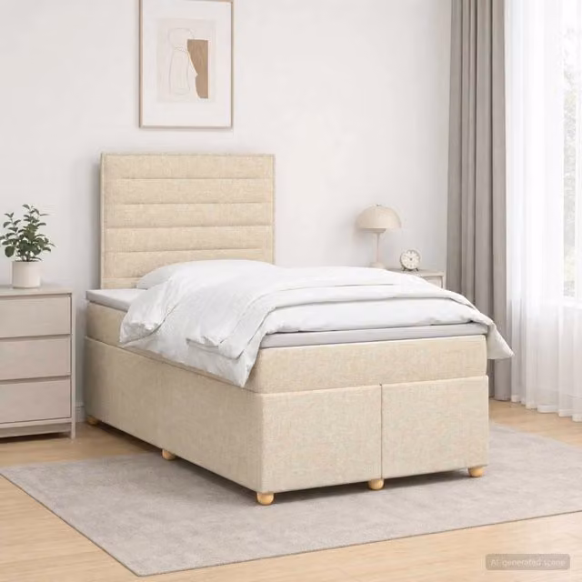 Letto box spring con materasso Crema 120 x 190 cm Tessuto 3455299