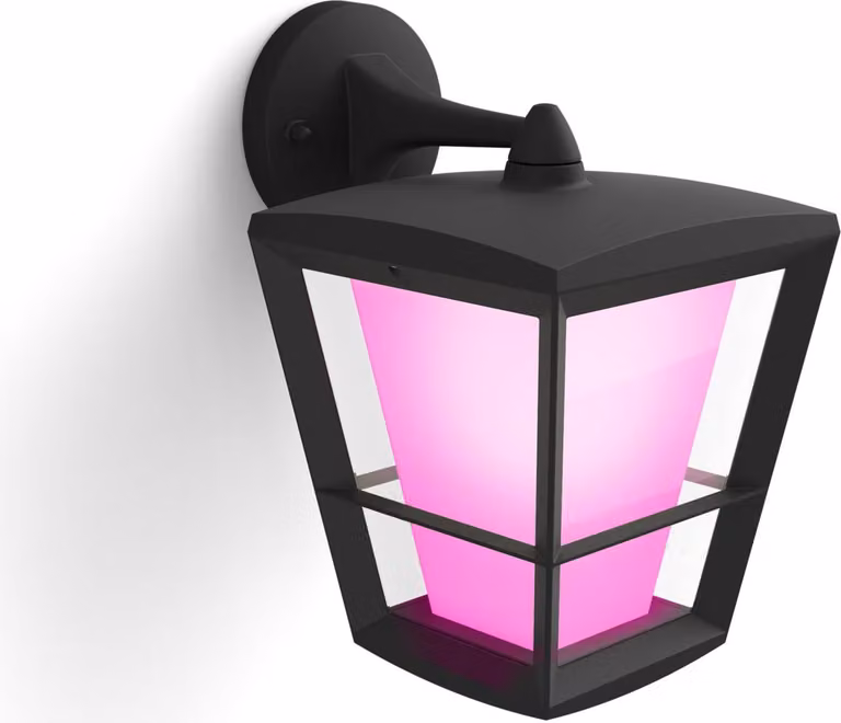 Lampada da parete esterna Philips Hue White and Color ambiance Econic, lampada da parete intelligente, Bluetooth/Zigbee, nera, LED, vetro, lampadina non sostituibile