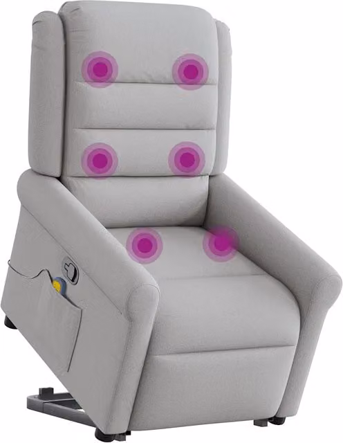Divano Sedia-Poltrona Alzapersona Massaggi Reclinabile Grigio Nuvola Tessuto 729538