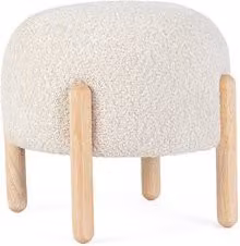 Sgabello DAYLA Bizzotto in legno con seduta in bouclé beige e marrone in stile scandinavo