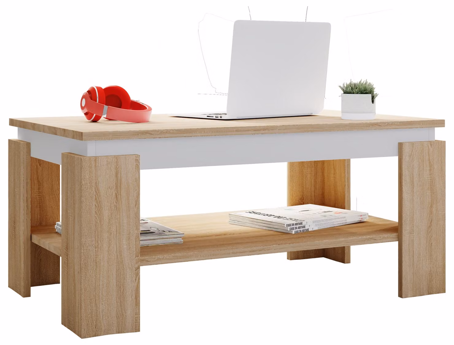 Tavolino in legno | Tavolino semplice | Dimensioni ca. H. 41 x W. 90 x D. 53cm | Tavolo da soggiorno | Sofatic - Rolas