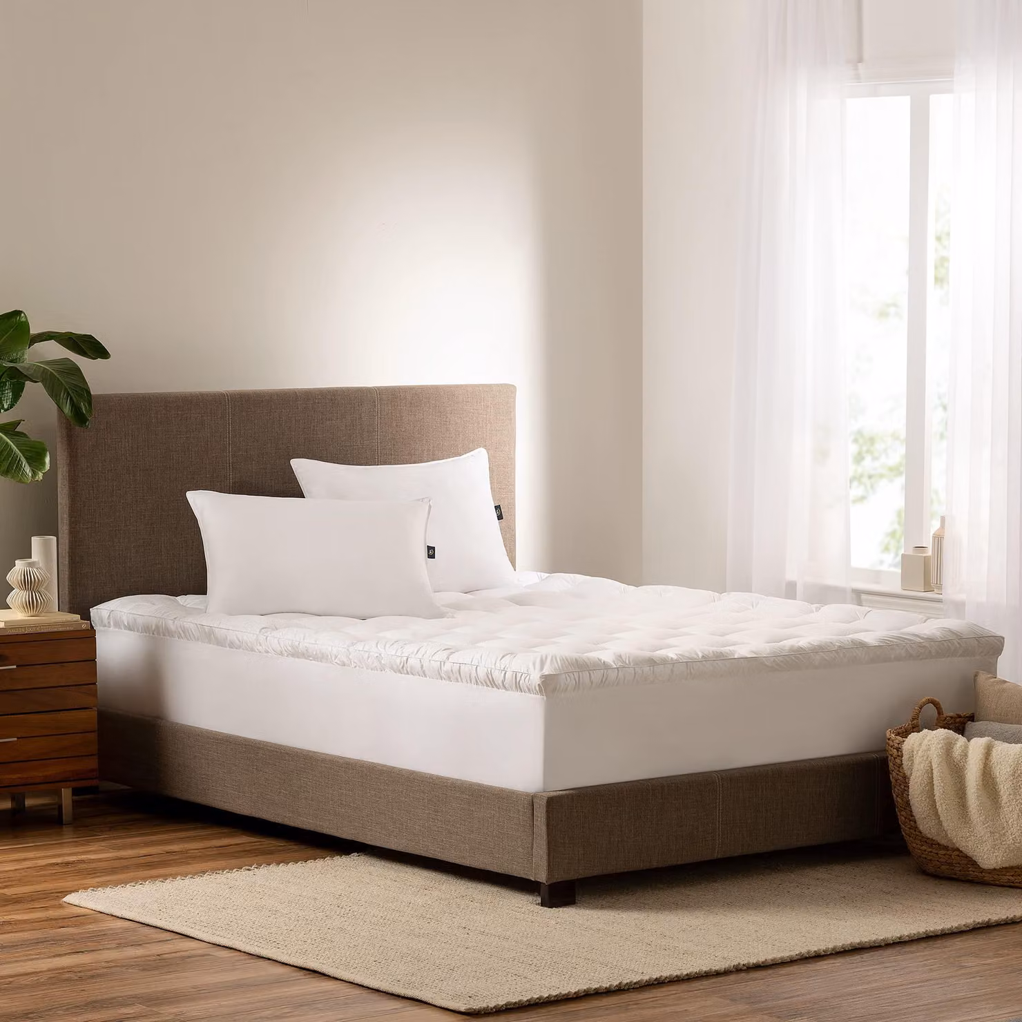 Topper per materasso 2 pollici, Twin XL, bianco, ipoallergenico, morbido