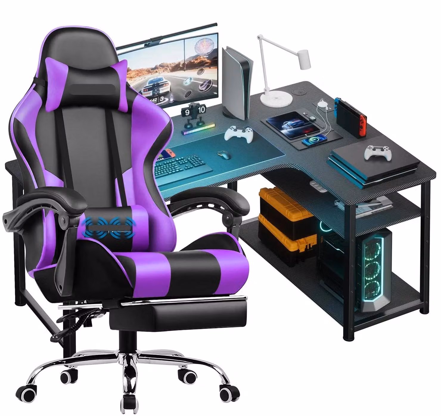 Combinazione scrivania e sedia - Sedia da gaming - Sedia da ufficio - Set per l'area di lavoro - Set scrivania - Design ergonomico
