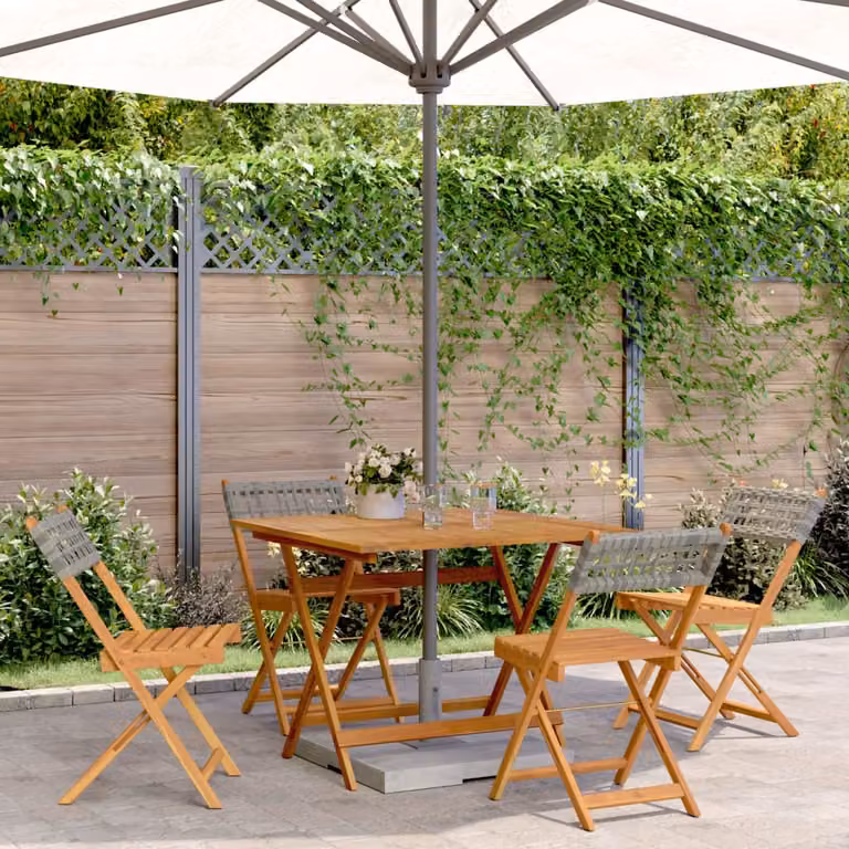 Set da pranzo da giardino vidaXL in 5 pezzi con tavolo in legno di acacia oliato e sedie in polyrattan grigio
