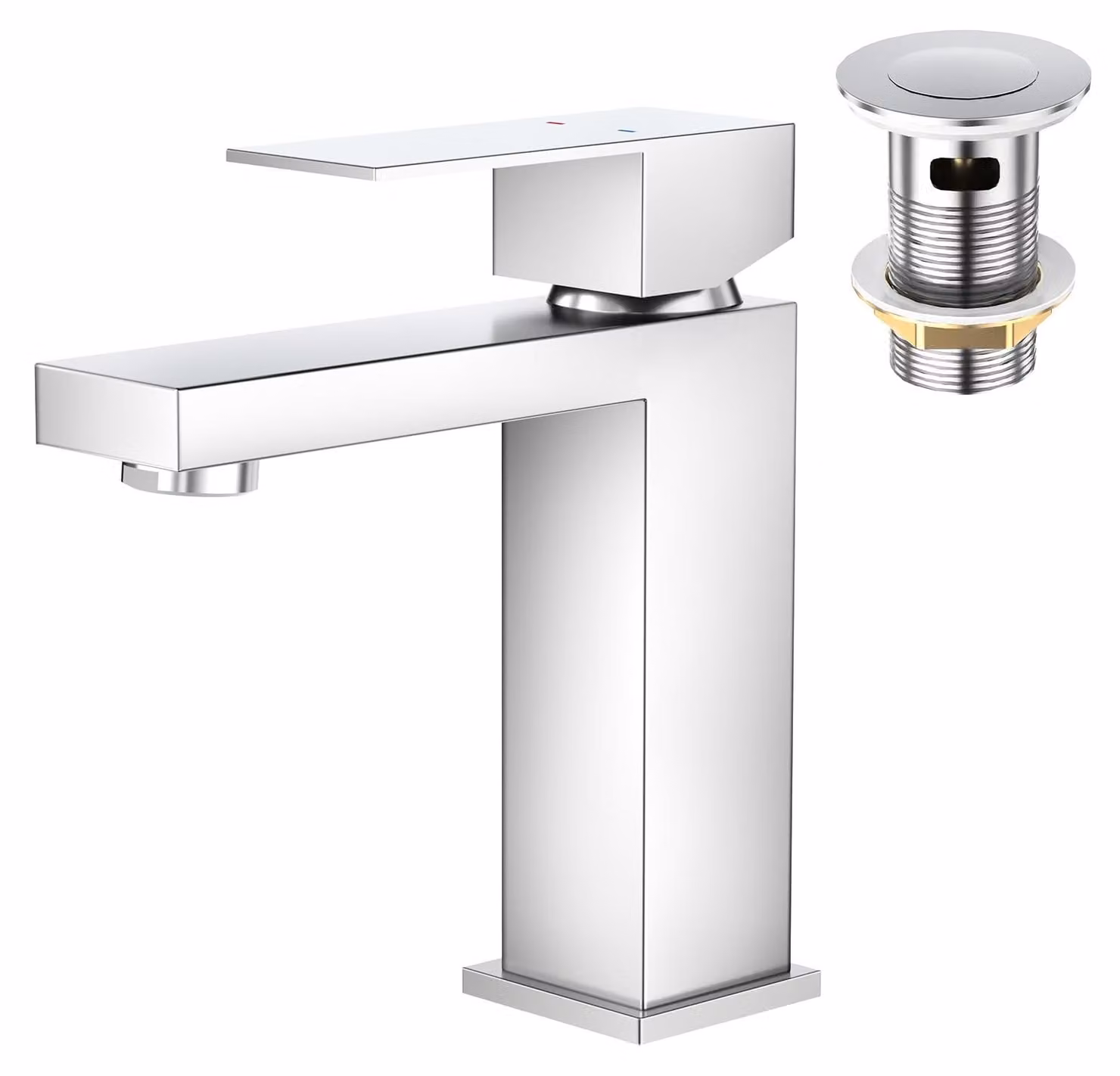 Miscelatore per lavabo con sistema di scarico a tappo automatico per bagno