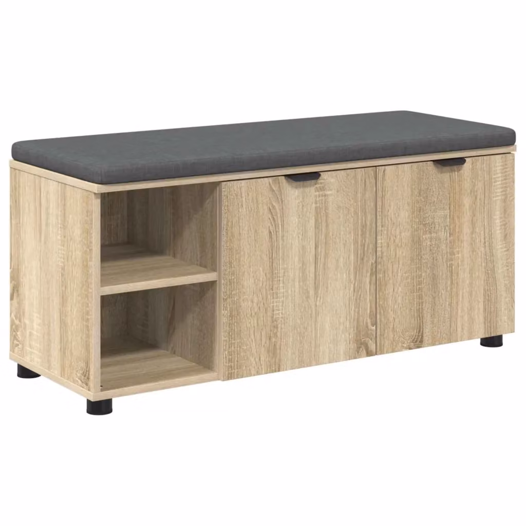 Panca per ingresso con portascarpe vidaXL in rovere, colore marrone, L 100 x P 38 x H 46 cm – 2
