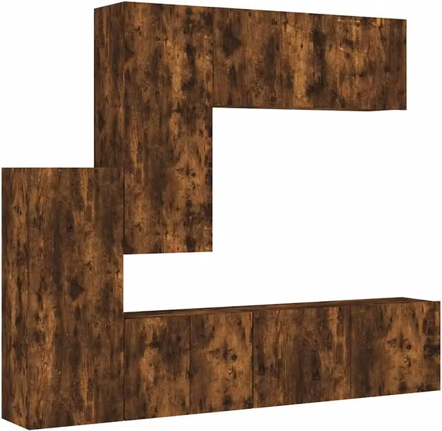 Mobili TV a Muro 5pz | Armadietto TV | Mobile Porta TV Rovere Fumo in Legno Multistrato