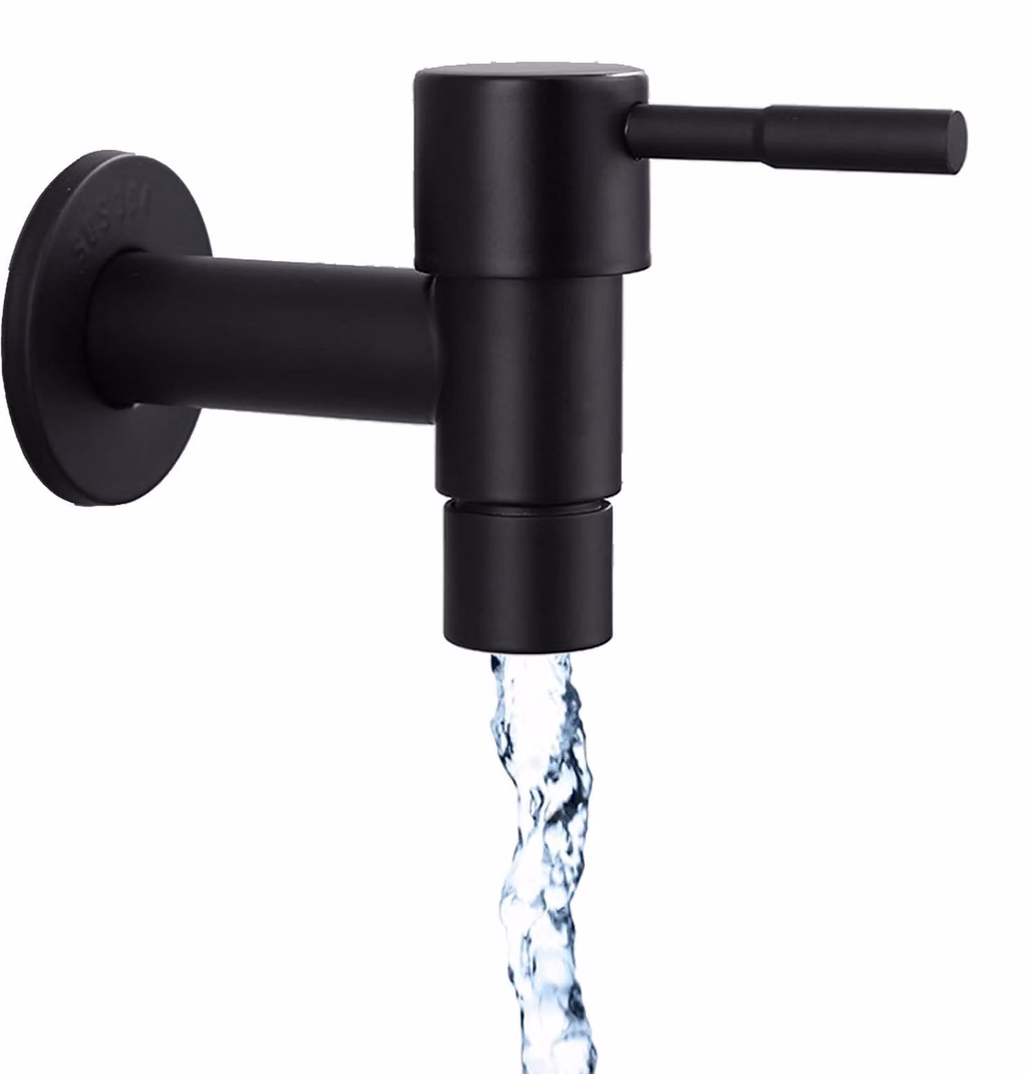 Rubinetto a parete per acqua fredda, in acciaio inossidabile nero, per cucina, bagno, giardino, confezione da 1 pezzo