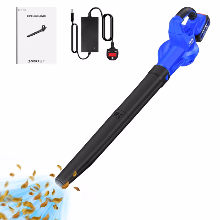 Soffiatore e aspirafoglie a batteria con funzione di triturazione - Attrezzo elettrico per il giardino - 300 W - Batteria da 4,0 Ah - Batteria inclusa