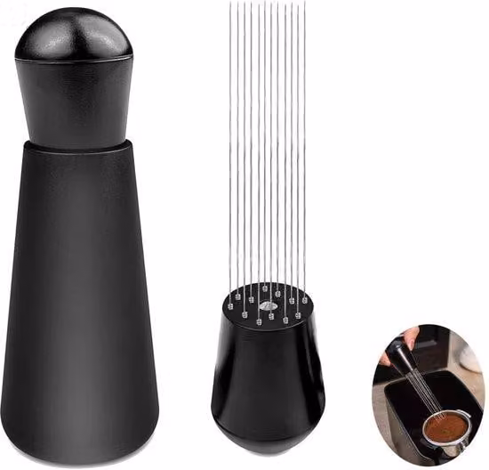 Set per caffè espresso, 12 filtri, pressino, accessori neri