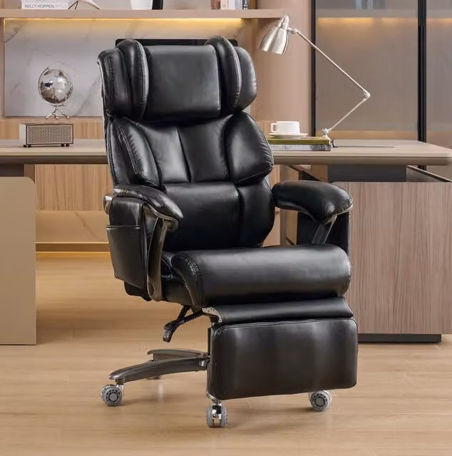 Poltrona da Ufficio in Pelle PU 88x70x112;5 cm; Massaggio e Riscaldamento; Nera; per Ufficio e Home Office