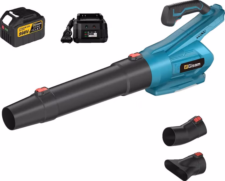 Soffiatore per foglie, motore brushless da 2000 W, design ergonomico, 1 batteria