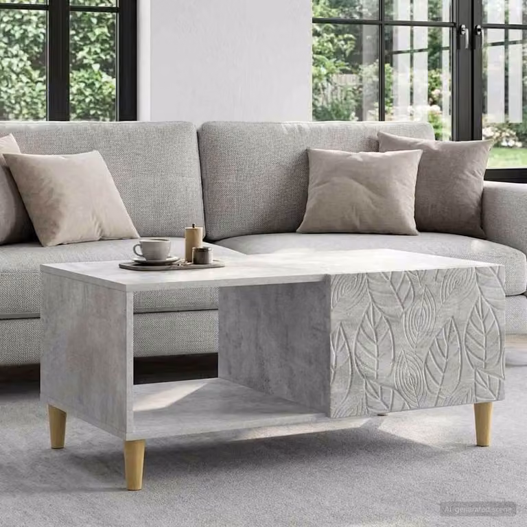 vidaXL Tavolino da salotto moderno rettangolare in composito Grigio Matt L: 90 cm, P: 50 cm, H: 40 cm