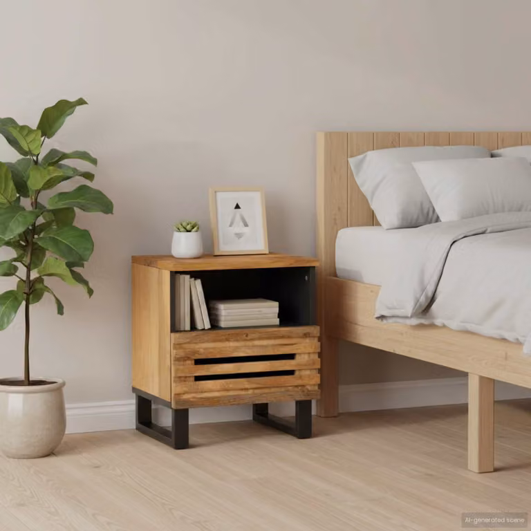 Set di 2 comodini vidaXL in legno di mango marrone L 40 cm x P 34 cm x H 46 cm
