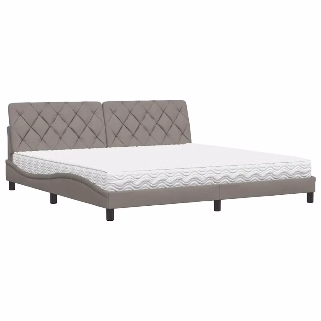 Letto moderno con materasso vidaXL in tessuto beige, bianco e grigio, L/P/H: 200 x 200 x 74,5 cm – 2