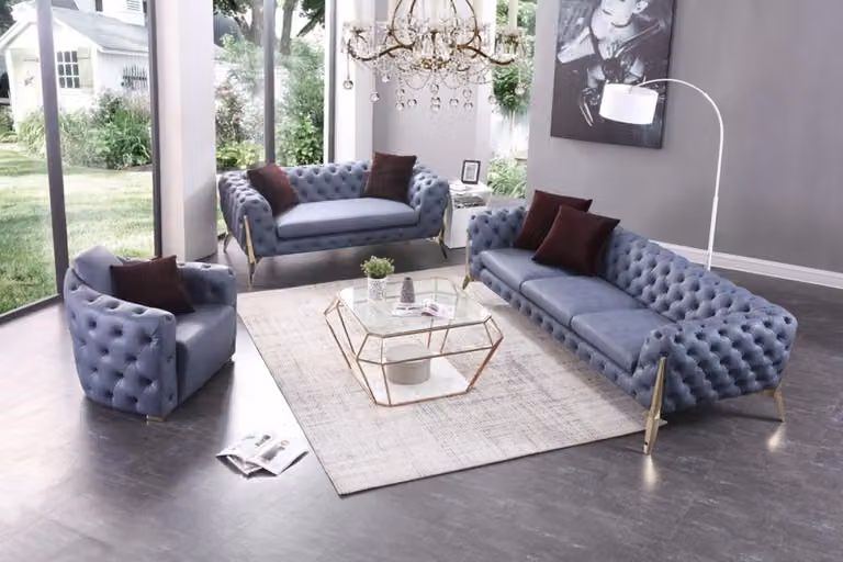 Luxus Hochwertige Sofa Couch Polster Sitz 3+2+1 Garnitur Chesterfield Garnituren