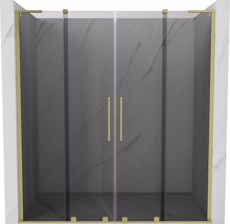 Mexen Velar L Duo porte doccia scorrevoli 200 cm, grafite, oro spazzolato - 871-200-003-42-55