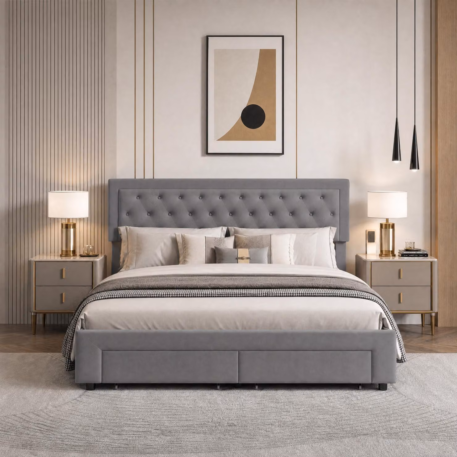Letto imbottito con boxspring, dimensioni 160x200 cm, con spazio contenitore, letto matrimoniale con 2 cassetti, letto con sistema di sollevamento idraulico, letto per ragazzi con rete a doghe, rivestito in velluto, colore grigio