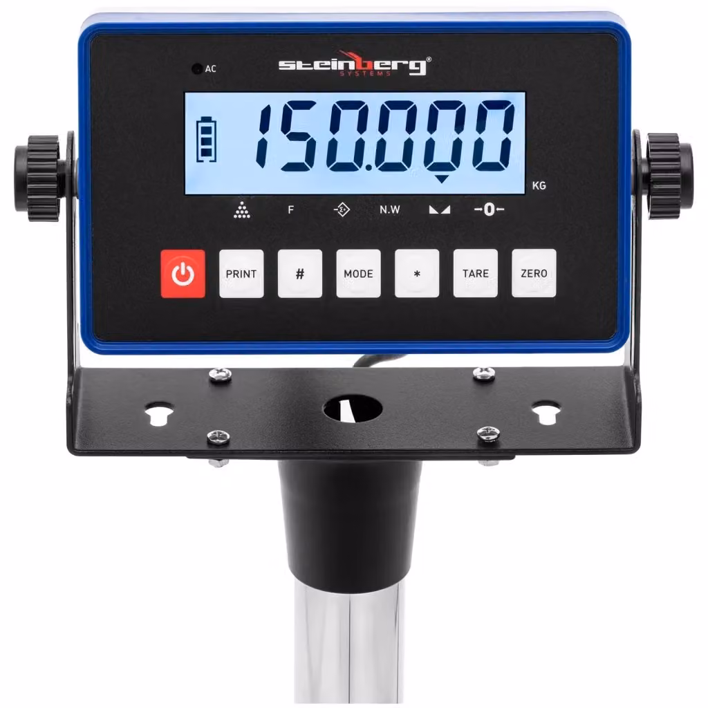 Bilancia professionale industriale in acciaio inossidabile silver per pesatura pacchi con capacità 150 kg e precisione 0,005 kg, L: 50 cm, P: 40 cm – 2