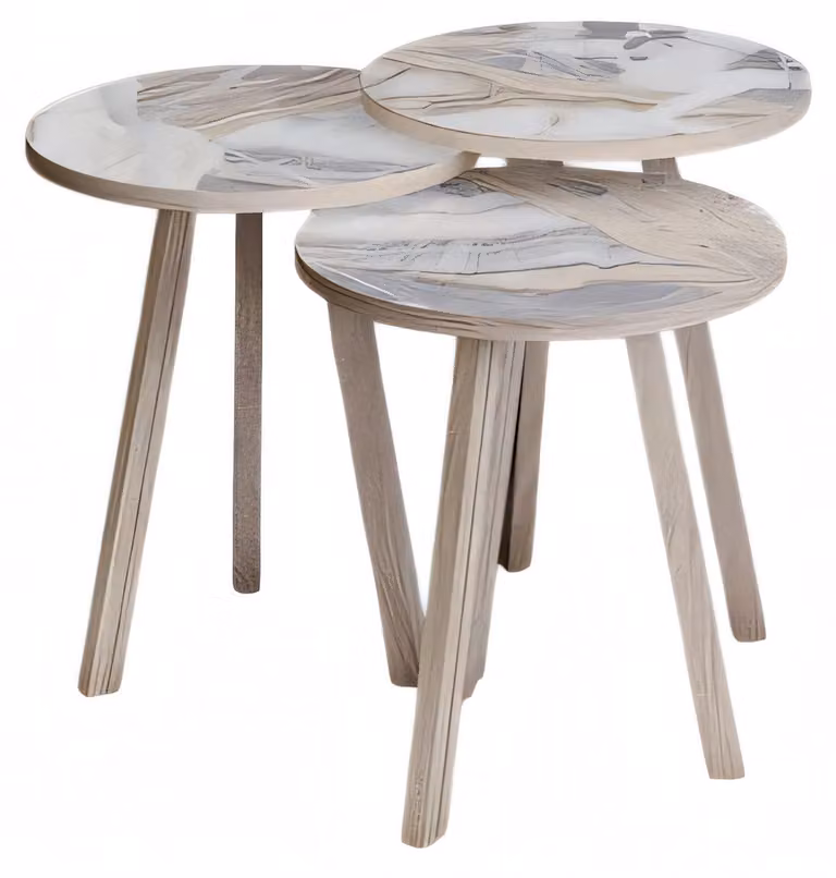 Elegantes Beiges Holz Couchtisch-Set im modernen Stil