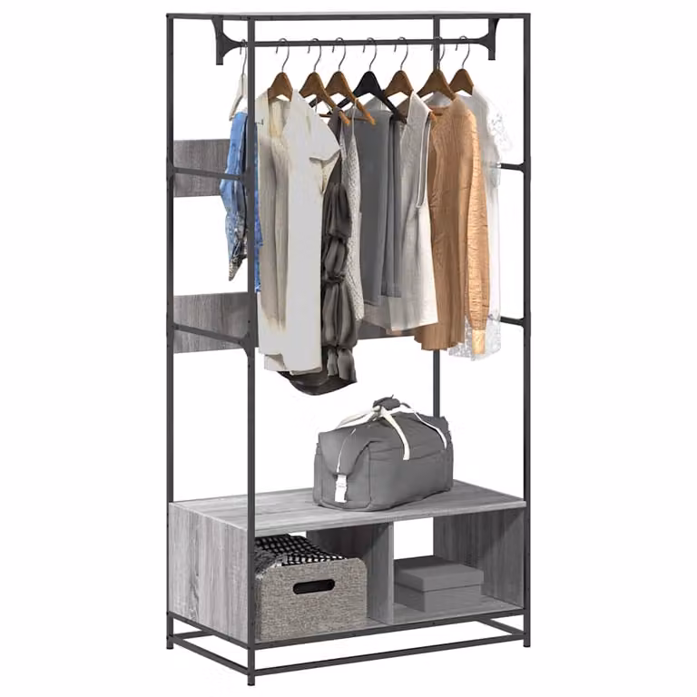 Armadio stile industrial vidaXL in MDF e metallo, colore grigio, L: 90 cm, P: 50 cm, H: 180 cm