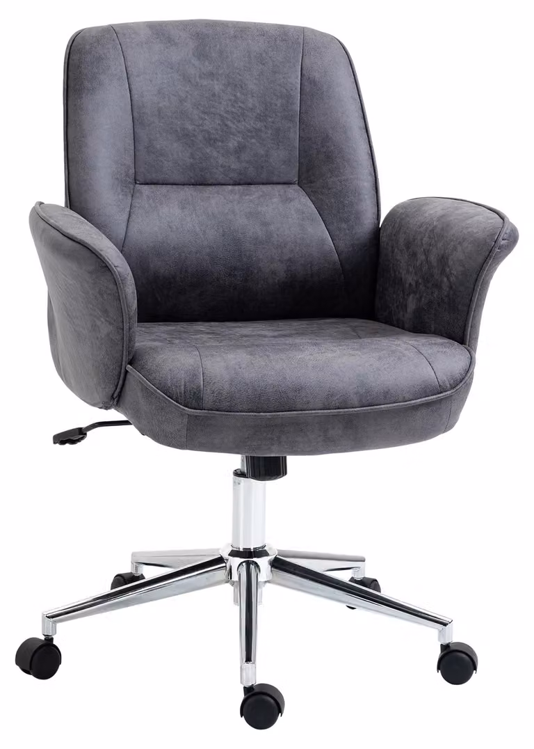 Sedia da ufficio - Modello 921-456CG - Ergonomica - Regolabile in altezza - Imbottita - Girevole - Con braccioli e rotelle - Grigio scuro