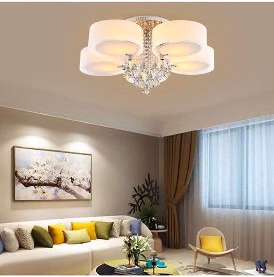 Lampada a soffitto moderna con 5 luci, ideale per soggiorno e sala da pranzo, realizzata in metallo