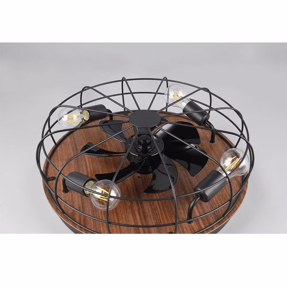 Ventilatore a soffitto Trio Leuchten Trondheim con base effetto legno e telecomando, nero e multicolore – 2