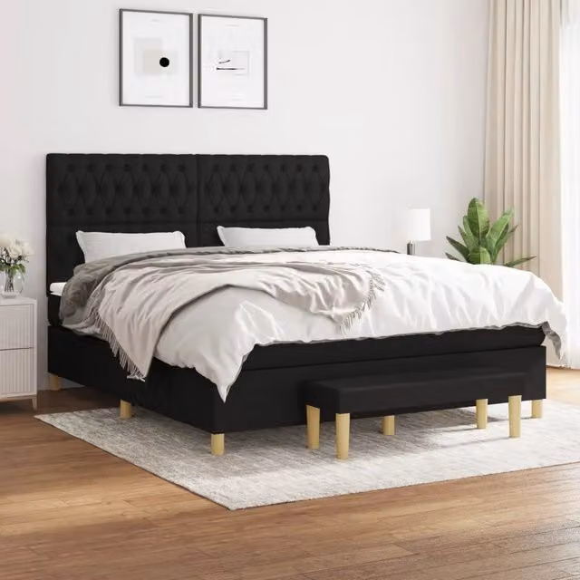 Letto Ibrido con Giroletto a Molle e Materasso vidaXL, Colore Nero e Bianco, L/P: 180 x 200 cm – 1