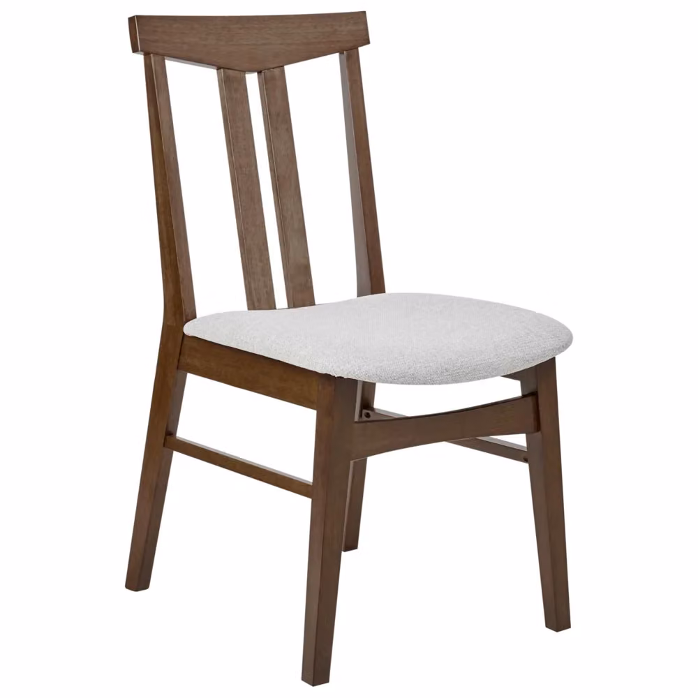 Set di 2 sedie da pranzo BELIANI in tessuto grigio con struttura in legno di gomma marrone scuro stile retrò senza braccioli L: 45 cm, P: 58 cm, H: 86 cm – 2