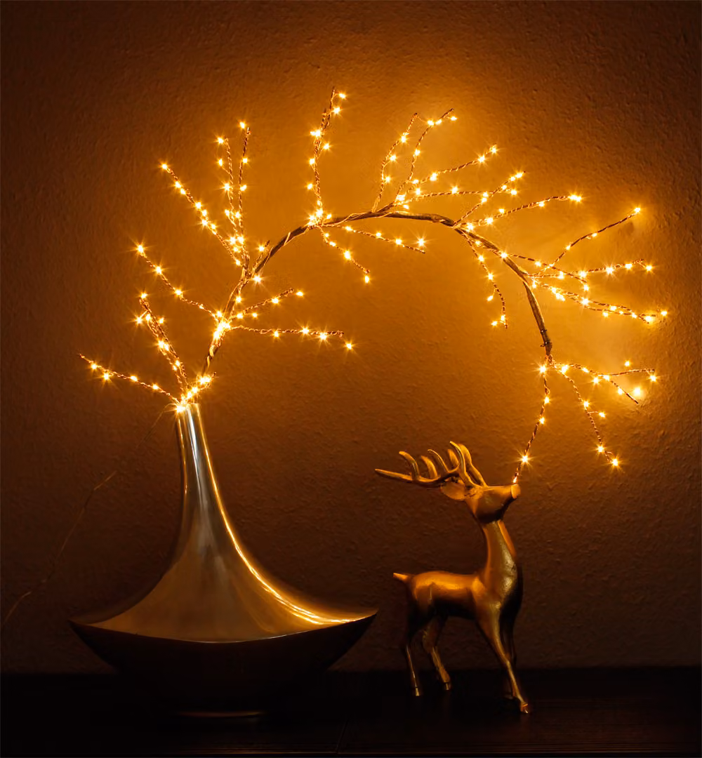 Ramo luminoso a LED 120 cm 160 LED a luce bianca calda Ramo luminoso per alberi da interno e da esterno Illuminazione natalizia