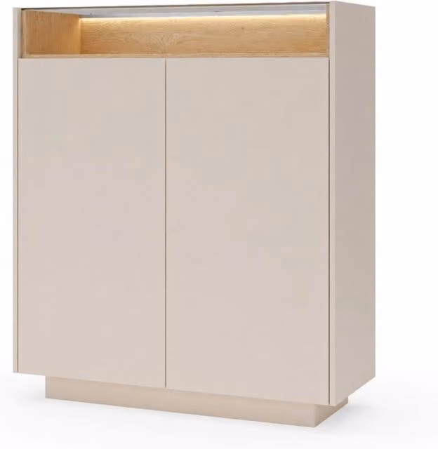 Credenza Alta Con LED 2 Ante Push To Open E 6 Vani Con Ripiani Interni Madia Contenitore Design Moderno Per Salotto Soggiorno E Corridoio 103.2 X 119.2 X 39.5 Cm Cashmere