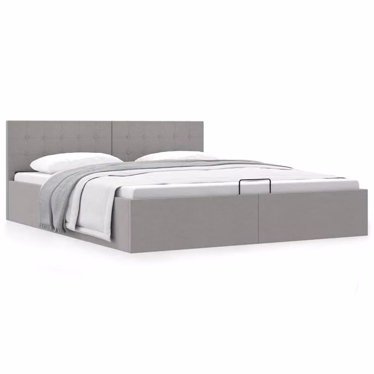 vidaXL Giroletto con Contenitore Grigio Chiaro in Tessuto L/P/H: 180 x 200 x 73 cm