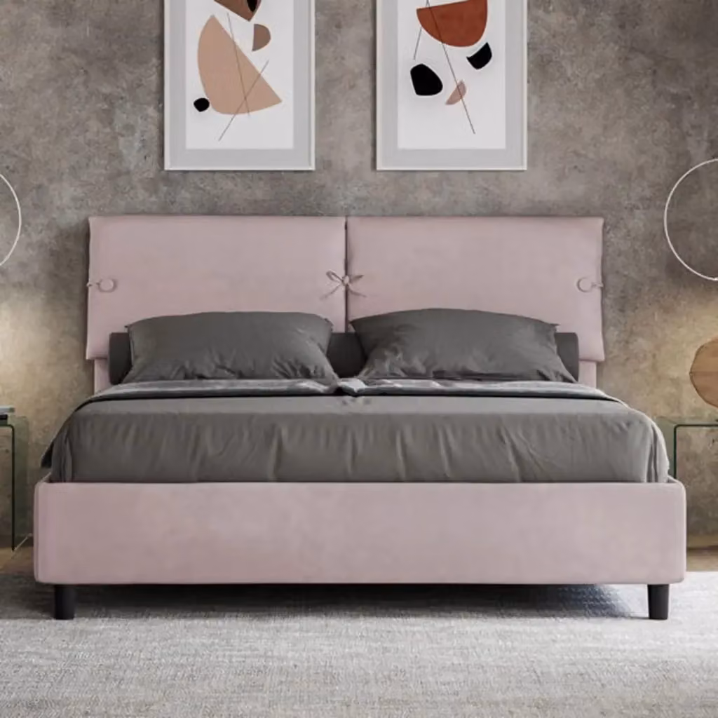 Letto matrimoniale contenitore imbottito ITYHOME in microfibra colore glicine L 170 cm x P 220 cm – 2