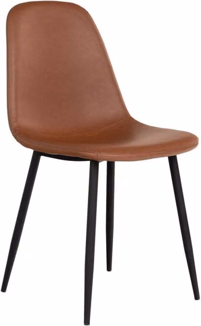 Set di 2 sedie da pranzo scandinave Stockholm Vikasa Home in ecopelle marrone con gambe in metallo nero