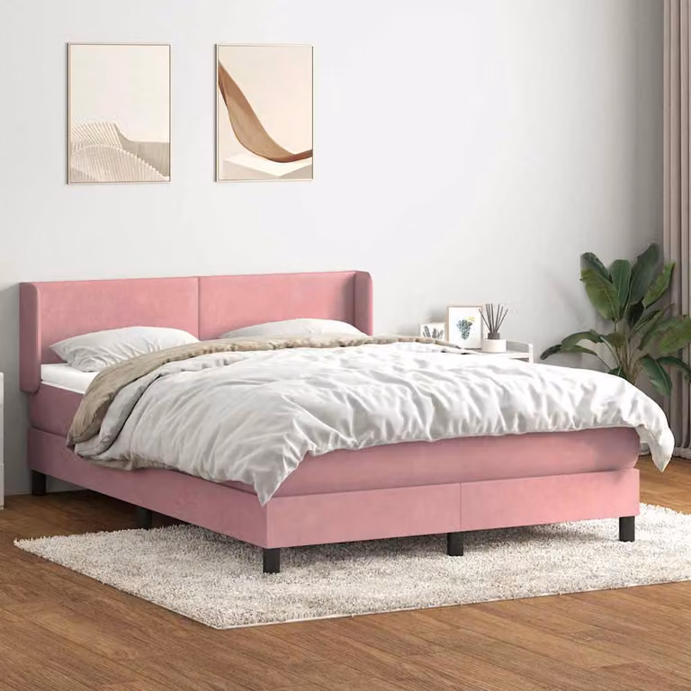 Maison Exclusive - Giroletto a Molle con Materasso Rosa 160x210 cm in Velluto