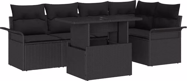 Set Divano da Giardino 6 pz Nero 3357026