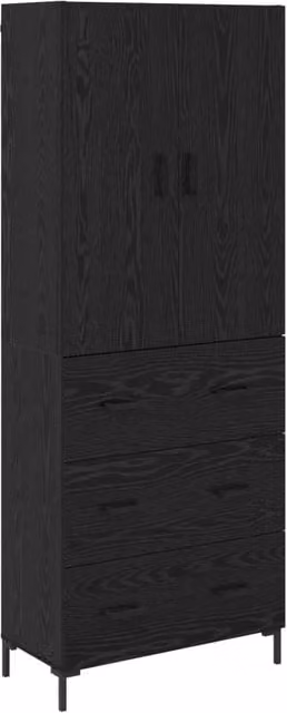 Credenza | Madia | Buffet da pranzo | Armadio da pranzo Rovere Nero 69,5 x 34 x 180 cm Legno multistrato