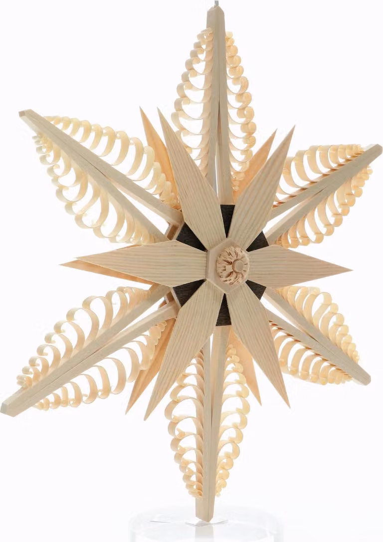 Decorazione per finestre a forma di stella spagnola, con illuminazione interna e decorazione centrale a forma di stella e rosetta (su entrambi i lati). Dimensioni: 32x32x6 cm. Nuovo