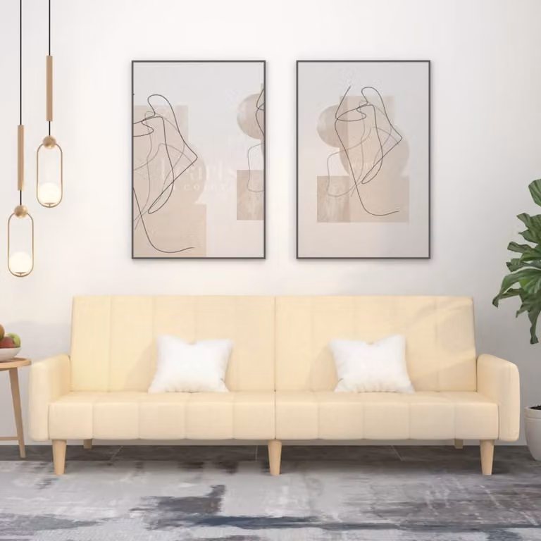 Maison Exclusive - Divano letto 2 posti, colore crema, rivestito in tessuto