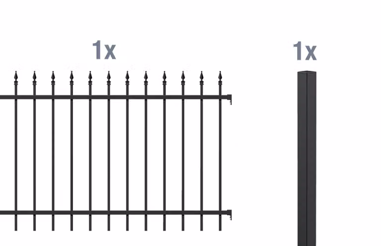 Alberts 510350 Set di prolunghe per recinzione Chaussee, per la posa nel calcestruzzo, nero opaco, altezza 120 cm, lunghezza 2 m