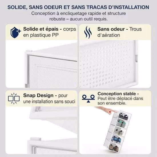 Scatole in plastica trasparente, impilabili, set da 6 pezzi