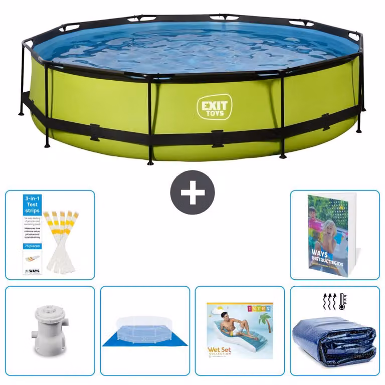 Piscina fuori terra - Modello Rund - 360x76 cm - Kit composto da 5 elementi - Serie S345