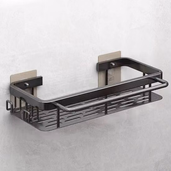 Organizer da cucina con ripiano per stoviglie, senza forature, scaletta da cucina con ganci, cassetti per accessori da cucina, per spugne, spazzole, detergenti, sgocciolatoio nero con portasciugamani e ganci
